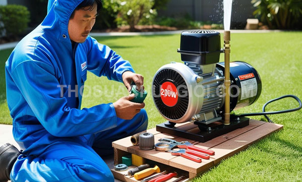 Thợ sửa máy bơm nước xã Bình Hưng