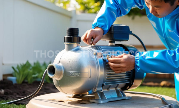 Thợ sửa máy bơm nước xã Đông Thạnh