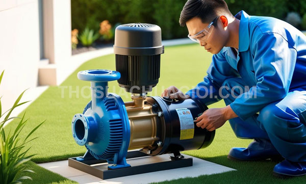 Thợ sửa máy bơm nước xã Thái Mỹ