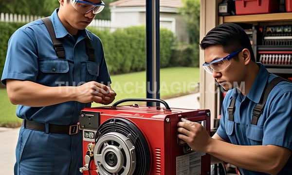 Thợ sửa máy phát điện tại xã An Nhơn Tây