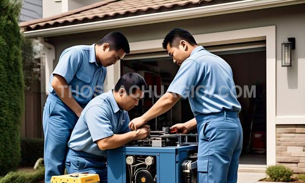 Thợ sửa máy phát điện tại xã Hiệp Phước