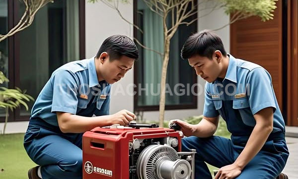 Thợ sửa máy phát điện xã Bình Mỹ