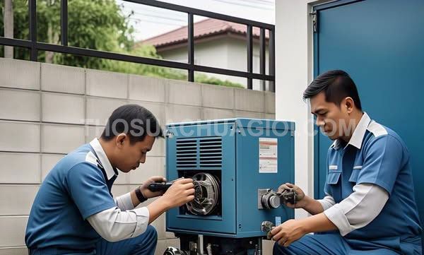Thợ sửa máy phát điện xã Hiệp Phước