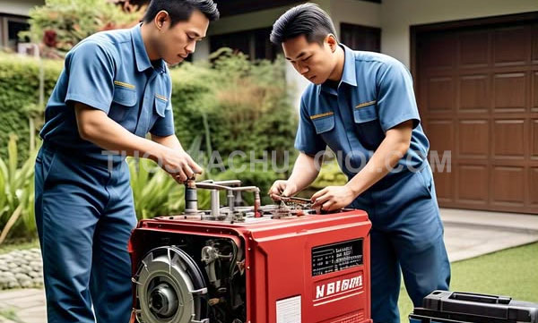 Thợ sửa máy phát điện xã Tân An Hội