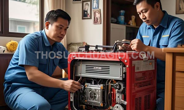 Thợ sửa máy phát điện xã Tân Nhựt