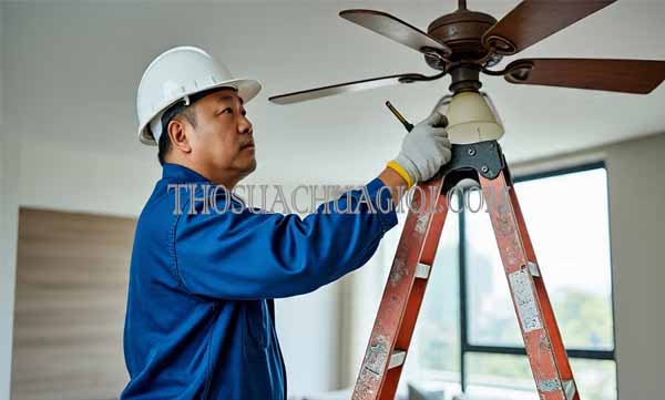 Thợ sửa quạt trần ở Phú Quốc