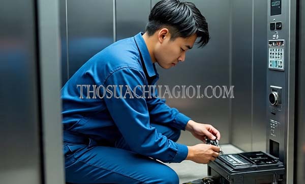 thợ sửa thang máy xã long thới