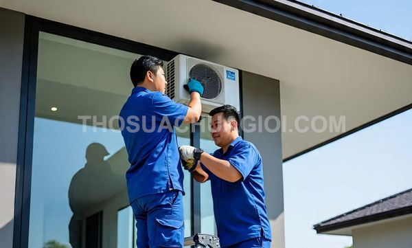 Thợ tháo lắp máy lạnh tại xã Thái Mỹ