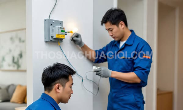 Thợ sửa điện phường Bình Tây