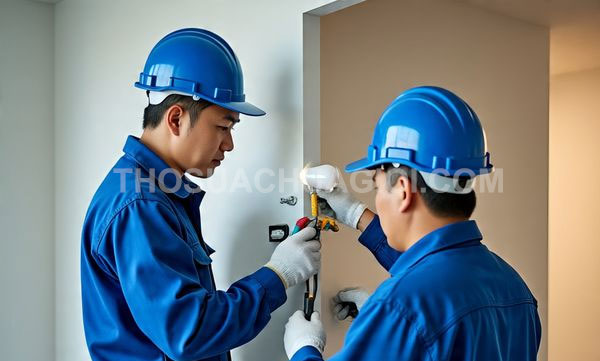 Thợ sửa điện xã Nhuận Đức
