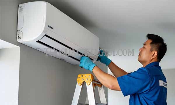 Thợ sửa máy lạnh chảy nước