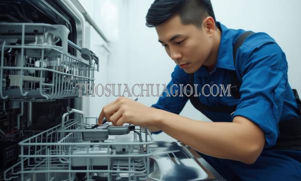 thợ sửa máy rửa chén tại cái mép