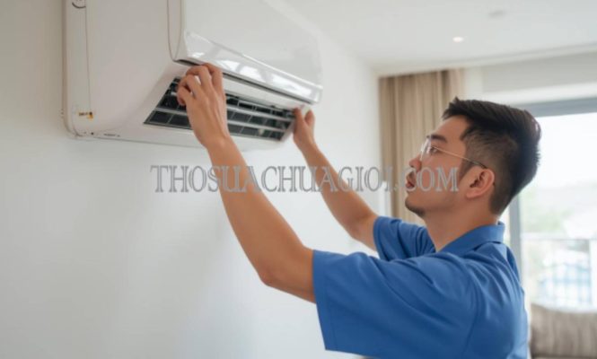 thợ tháo lắp máy lạnh tại cái mép