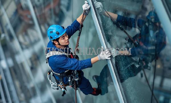 thợ vệ sinh kính tòa nhà phường bình an