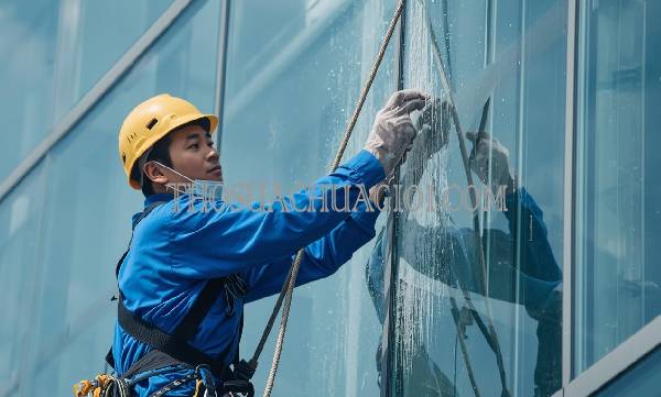 thợ vệ sinh kính tòa nhà phường hiệp tân