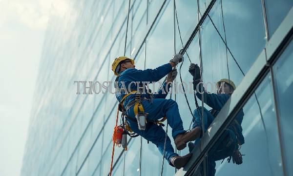 Thợ vệ sinh kính tòa nhà phường Phước Bình cũ chất lượng 25 phút có