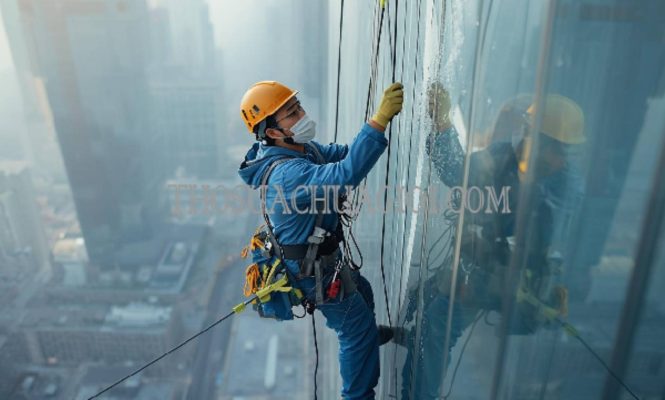 thợ vệ sinh kính tòa nhà phường tân quy