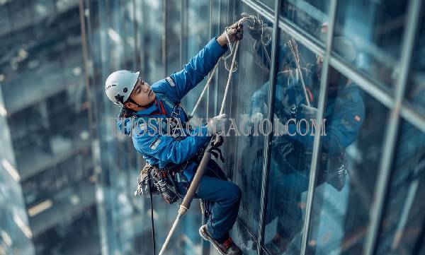 thợ vệ sinh kính tòa nhà phường trường thạnh