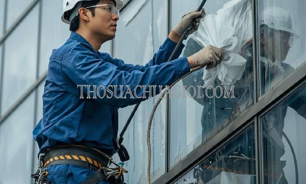 thợ vệ sinh kính tòa nhà xã long thới uy tín