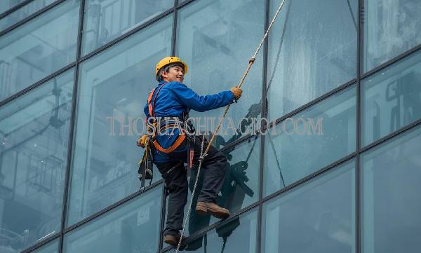 Thợ vệ sinh kính tòa nhà xã Phước Kiển cũ liên hệ 10 phút có