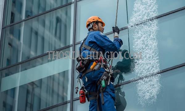 Thợ vệ sinh kính tòa nhà xã Tân Quý Tây cũ liên hệ 10 phút có