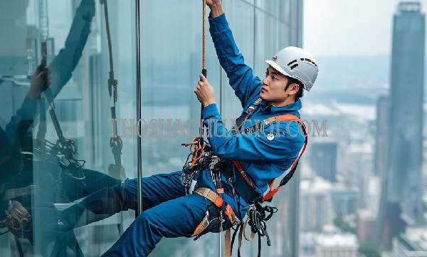thợ vệ sinh kính tòa nhà xã xuân thới thượng