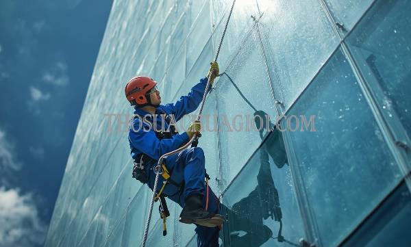 Thợ vệ sinh kính tòa nhà phường Hiệp Thành cũ liên hệ 10 phút có