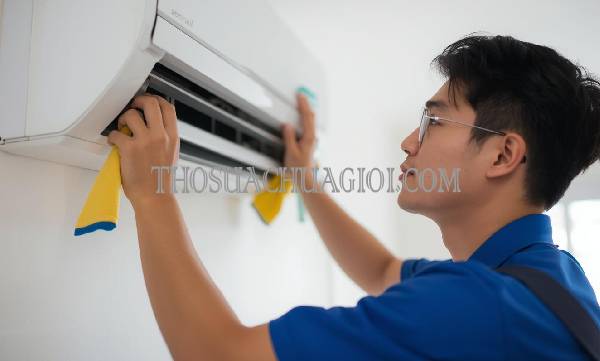 thợ vệ sinh máy lạnh tại giồng trôm