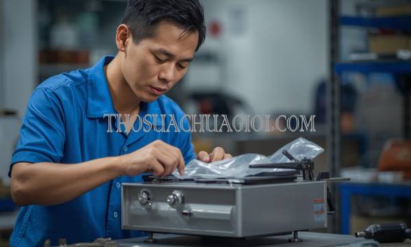 thợ sửa máy hàn miệng túi tại nhà bè